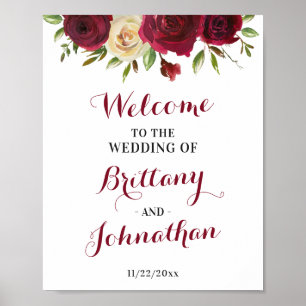 Marsala Burgundy Fall Elegantes Hochzeitsszenario Poster