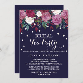 Marsala & Burgundy Floral am Bridal Tee Party der  Einladung