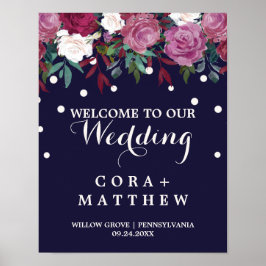 Marsala & Burgundy Floral auf Marinehochzeiten Wil Poster