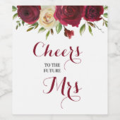 Marsala Burgundy Floral Brautparty Bachelorette Weinetikett (Einzelnes Label)