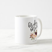 Marsala burgundy Floral Bridesmaid Kaffeetasse (VorderseiteRechts)