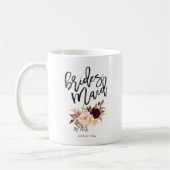 Marsala burgundy Floral Bridesmaid Kaffeetasse (Links)