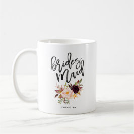 Marsala burgundy Floral Bridesmaid Kaffeetasse