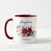Marsala burgundy Floral Bridesmaid Tasse (Links)