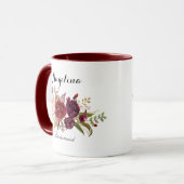 Marsala burgundy Floral Bridesmaid Tasse (Vorderseite Links)