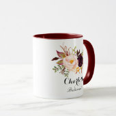 Marsala burgundy Floral Bridesmaid Tasse (VorderseiteRechts)
