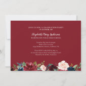 Marsala Burgundy Floral Foto Abschluss Ankündigung (Rückseite)