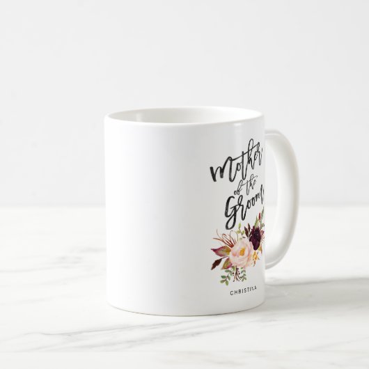 Marsala burgundy Floral Mutter des Bräutigams Kaffeetasse (VorderseiteRechts)