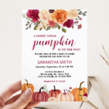 Marsala Burgundy Floral Pumpkin Baby Shower
