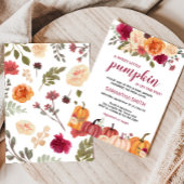 Marsala Burgundy Floral Pumpkin Baby Shower Einladung