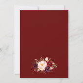 Marsala burgundy Floral Rustic Wedding Einladung (Rückseite)