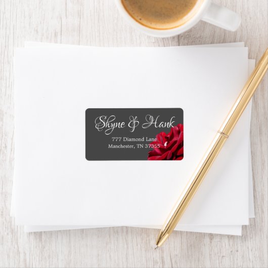 Marsala Burgundy Floral Wedding Address Labels Adressaufkleber (Insitu)