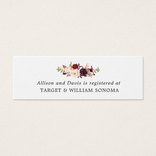 Marsala Burgundy Floral Wedding Card (Vorderseite)