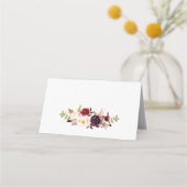 Marsala Burgundy Floral Wedding Platzkarte (Rückseite)