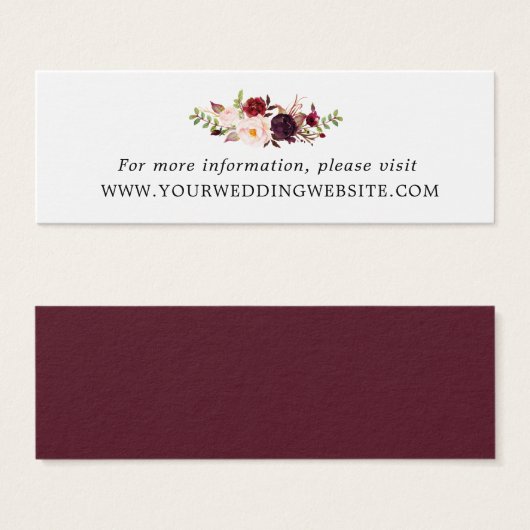 Marsala Burgundy Floral Wedding Website Cards (Vorne & Hinten)