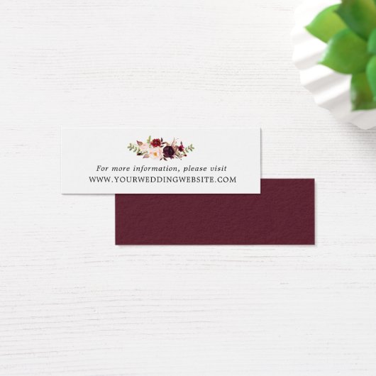 Marsala Burgundy Floral Wedding Website Cards (Schreibtisch)