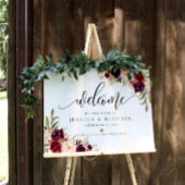 Marsala Burgundy Floral Wedding Welcome Sign Poster