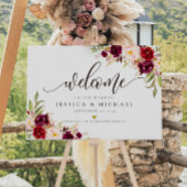 Marsala Burgundy Floral Wedding Welcome Sign Poster