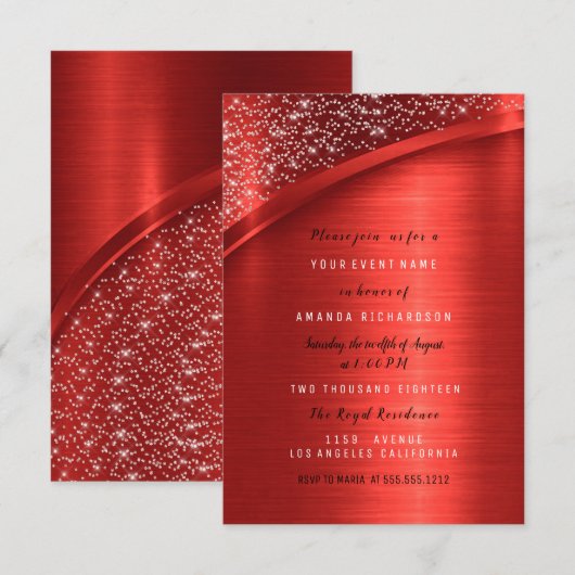 Marsala Burgundy Glitzer Brautparty Geburtstag Einladung (Vorne/Hinten)