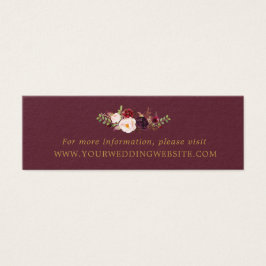 Marsala Burgundy Gold Floral Wedding Website Cards
