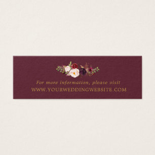 Marsala Burgundy Gold Floral Wedding Website Cards