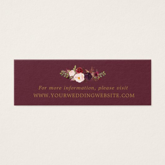 Marsala Burgundy Gold Floral Wedding Website Cards (Vorderseite)