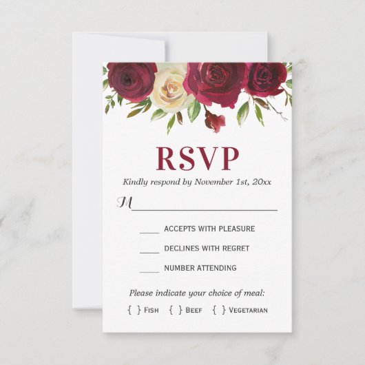 Marsala Burgundy Herbst Winter Wedding Enclosure RSVP Karte (Vorderseite)