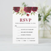 Marsala Burgundy Herbst Winter Wedding Enclosure RSVP Karte (Stehend Vorderseite)