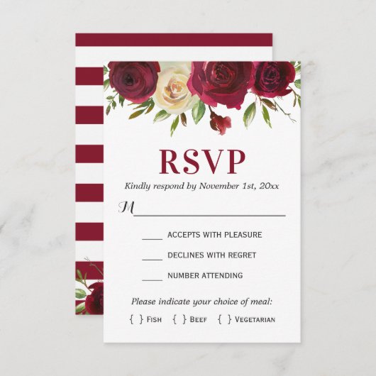 Marsala Burgundy Herbst Winter Wedding Enclosure RSVP Karte (Vorne/Hinten)