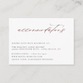 Marsala Burgundy Hochzeitsunterkünfte Begleitkarte (Vorderseite)