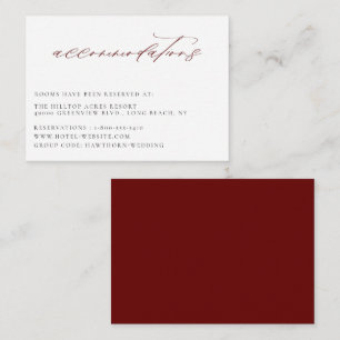 Marsala Burgundy Hochzeitsunterkünfte Begleitkarte