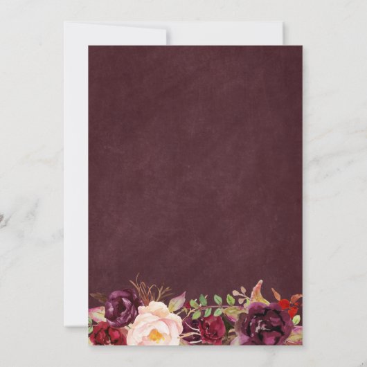 Marsala Burgundy Lace Floral String Lights Wedding Save The Date (Rückseite)