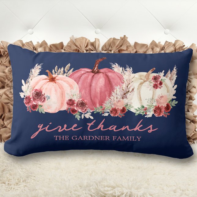 Marsala Burgundy Navy Fall Boho Pumpkins Name Lendenkissen (Marsala Burgundy Navy Fall Boho Pumpkins Name Lumbar Pillow)