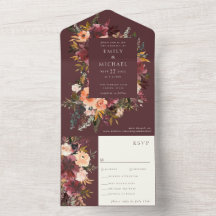 Marsala Burgundy Peach Watercolor Floral