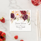 Marsala Burgundy Personalisierte Hochzeit Serviette (Beispiel)