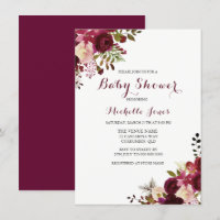 Marsala Burgundy Red Floral Spring Baby Dusche