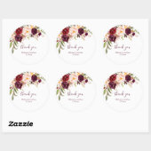 Marsala Burgundy Red Pink Floral Vielen Dank Runder Aufkleber (Blatt)