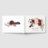 Marsala Burgundy Rose Boho Feathers Guest Book Gästebuch (Voll)