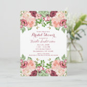 Marsala Burgundy Rustic Floral Glam Brautparty Einladung (Stehend Vorderseite)