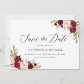 Marsala Burgundy Save the Date Einladung (Vorderseite)