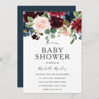 Marsala Burgundy Watercolor Blume Babydusche