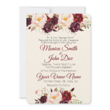 Marsala Burgundy Watercolor Einladung zur Hochzeit