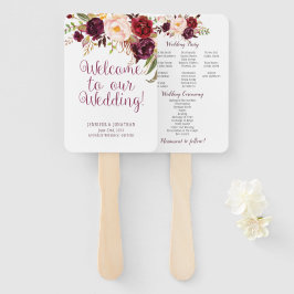 Marsala Burgundy Watercolor Rose Program Fans Fächer