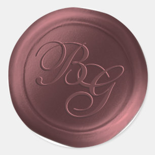 Marsala Calligraphy Monogram Wax Siegel Stickers