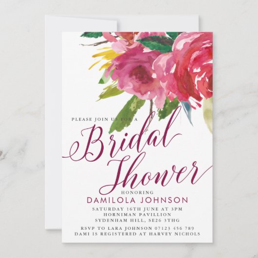 Marsala Cascade Brautparty Einladung (Vorderseite)