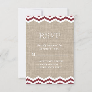 Marsala Chevrons auf Burlap UAWG RSVP Karte