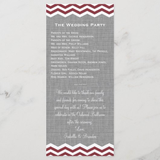 Marsala Chevrons über das Programm für graue Hochz (Rückseite)