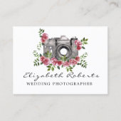 Marsala Chic Floral Camera Wedding Fotograf Visitenkarte (Vorderseite)