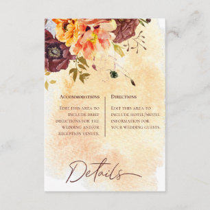 Marsala Clay & Yellow Bouquet Details Hochzeit Begleitkarte