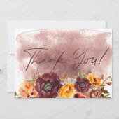 Marsala Clay & Yellow Bouquet Flat Wedding Dankeskarte (Vorderseite)
